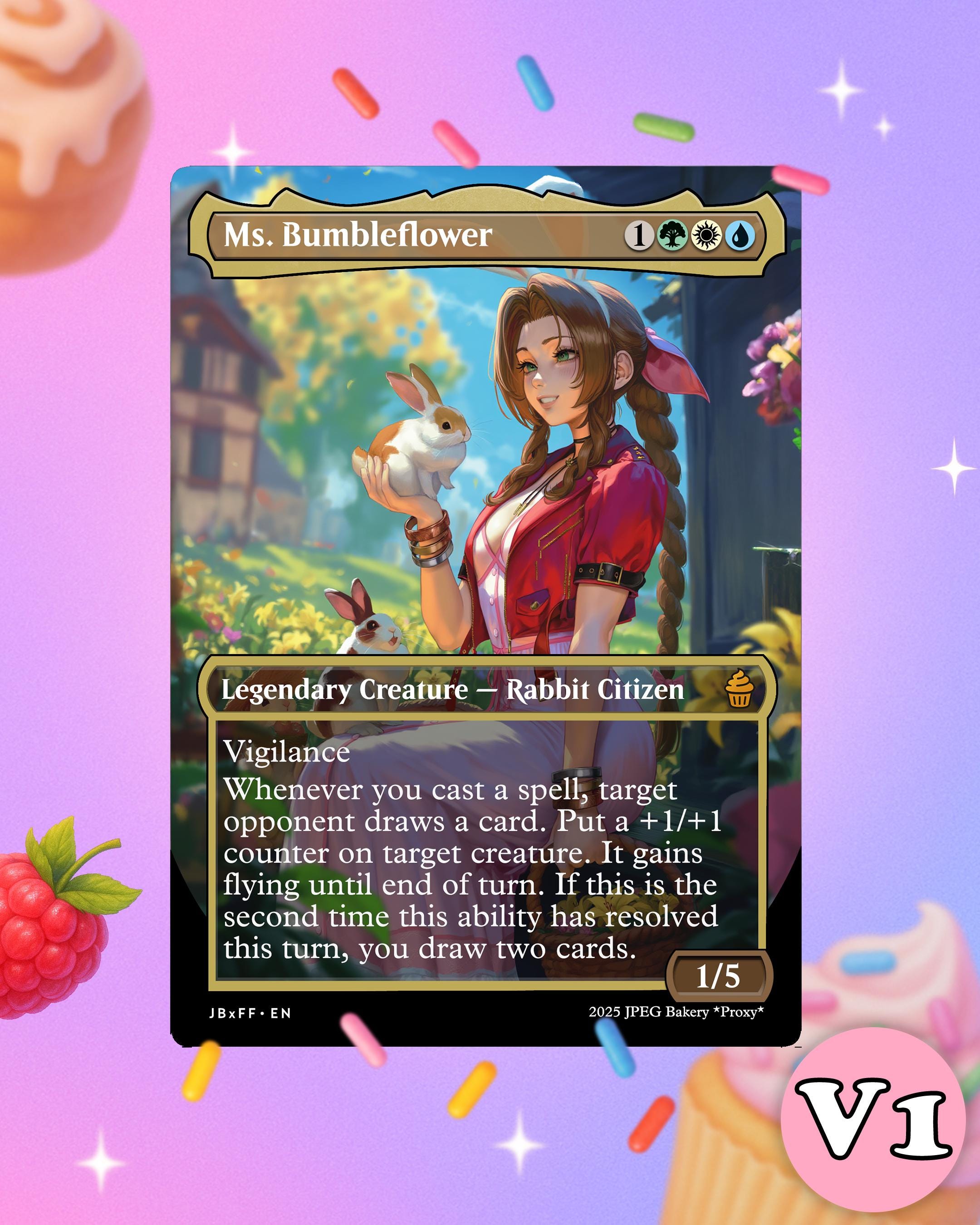 Ms. Bumbleflower | MTG x Final Fantasy Aerith Waifu Proxy Card