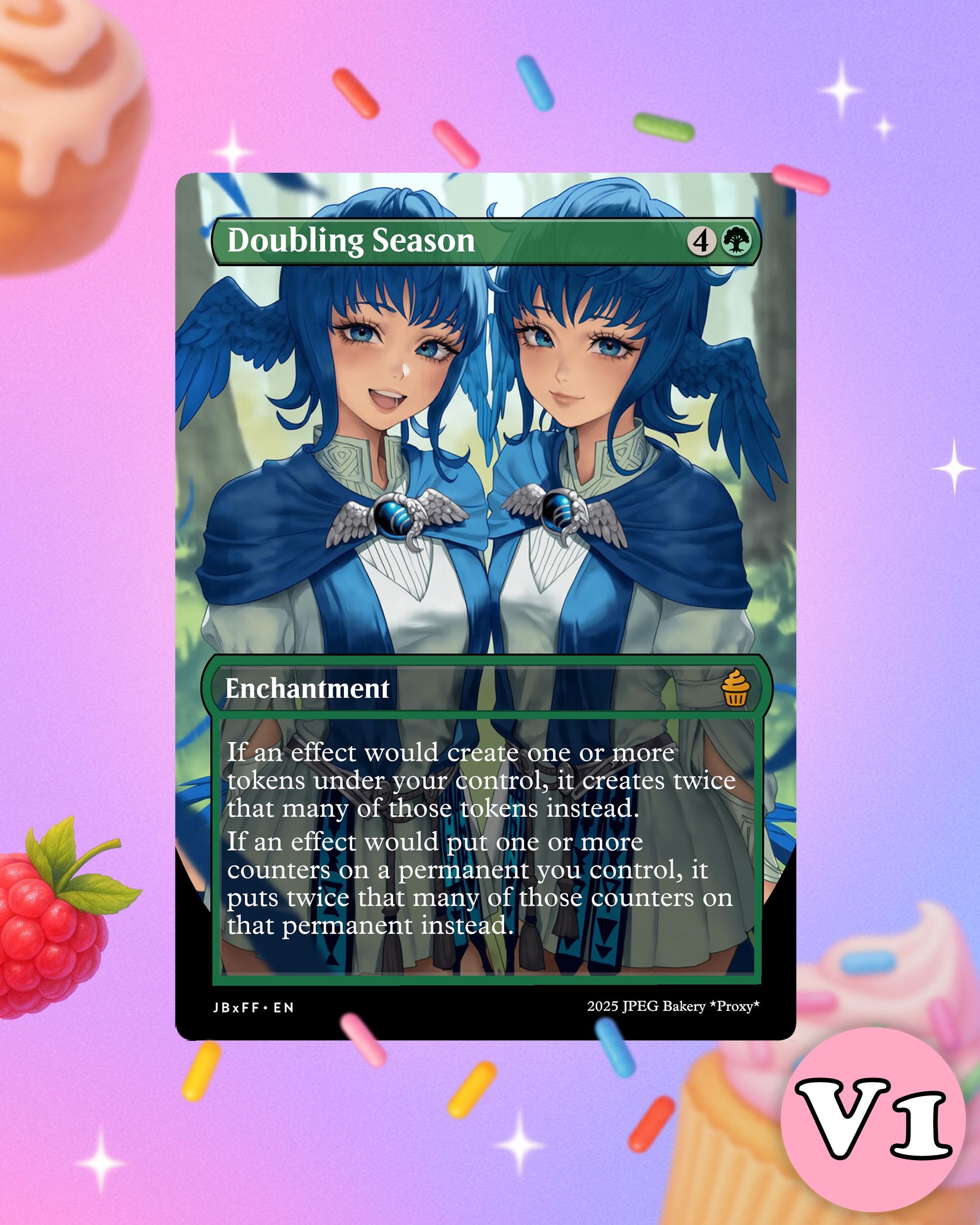 Doubling Season x Meteion | MTG x Final Fantasy Proxy Card