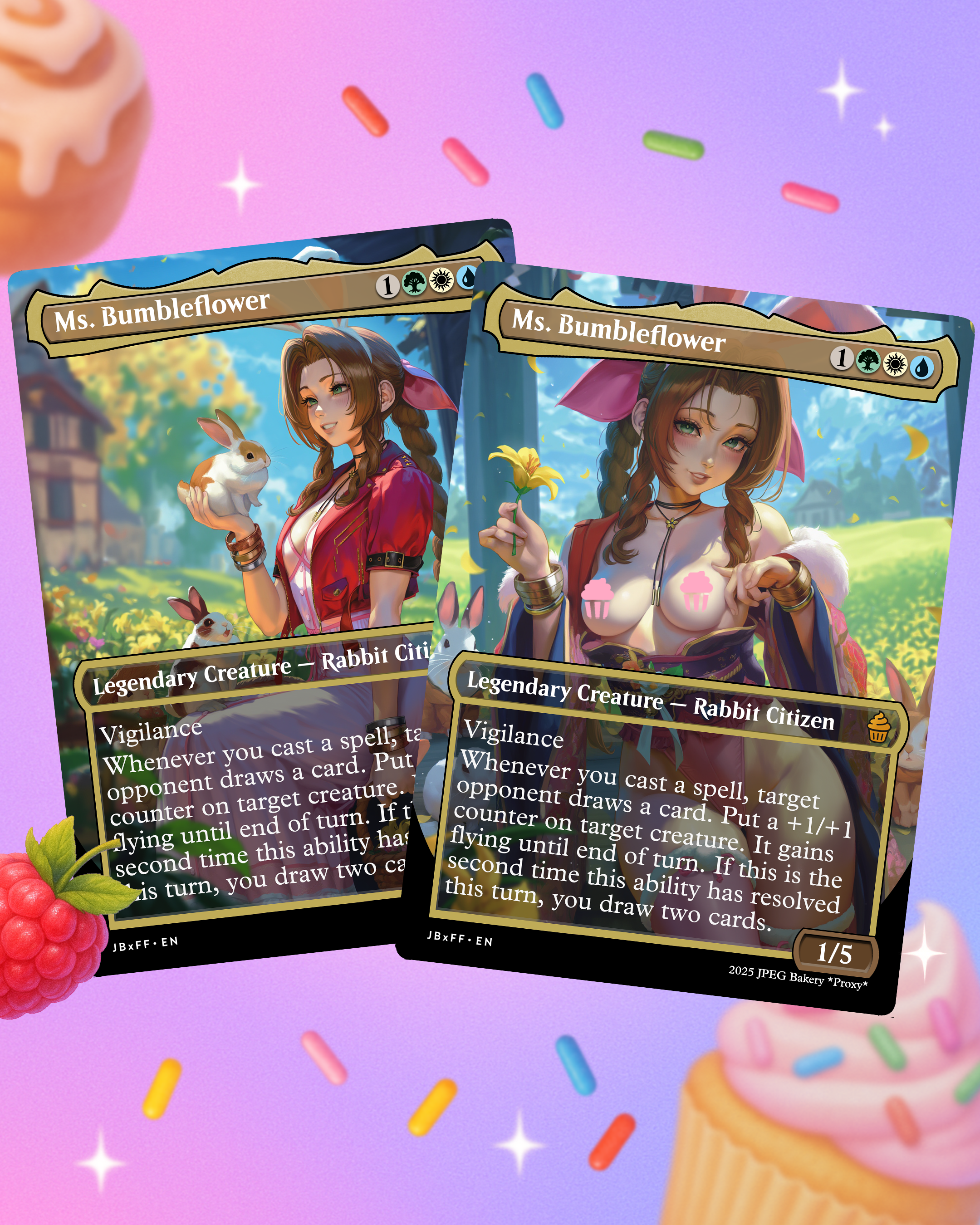 Ms. Bumbleflower | MTG x Final Fantasy Aerith Waifu Proxy Card