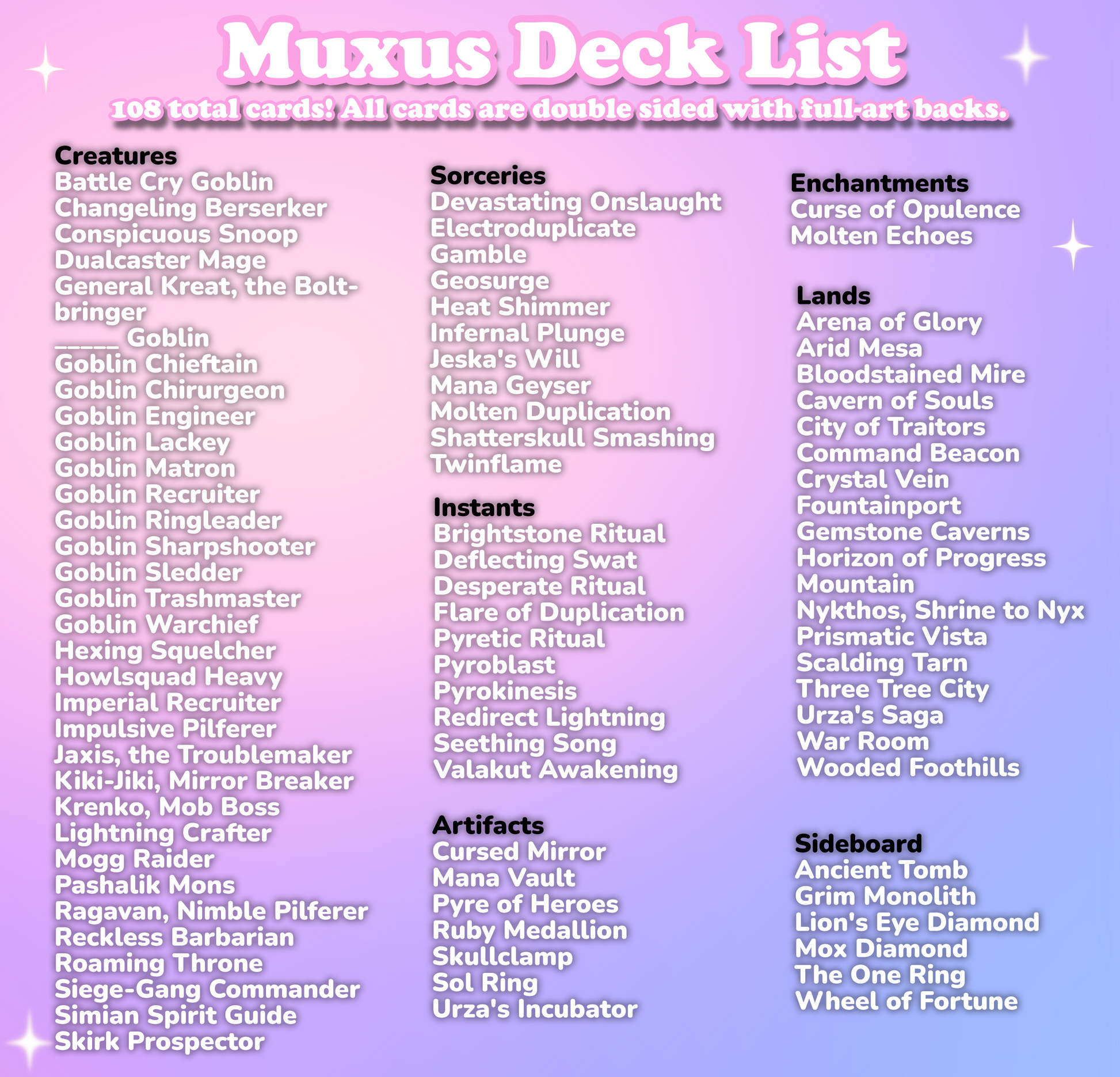 Goblin Storm Commander Deck! 108 Double-Sided Cards – JPEG Bakery